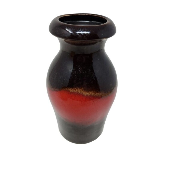 Vase Scheurich West Germany Pottery 208-21 Brown & Red Vase - Picture 3 of 9